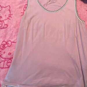 Pink Striped Trim Tank Top
